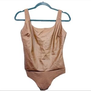 SKIMS Faux Leather Bodysuit Jasper Brown Sleeveless NWT XL